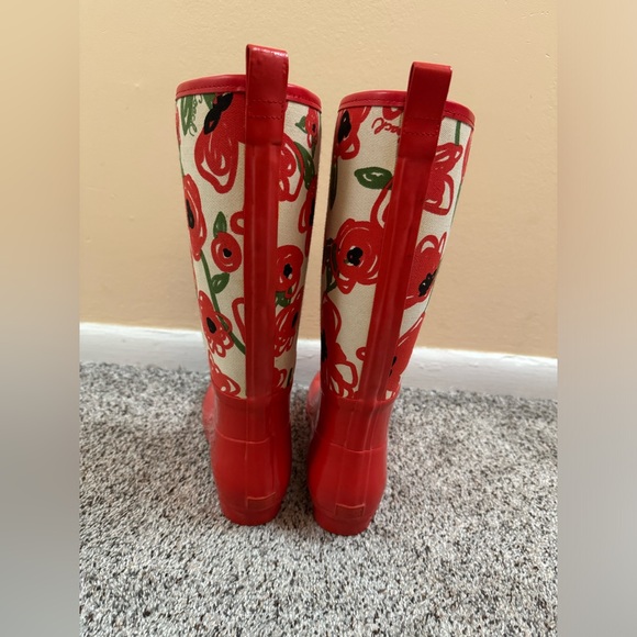 COACH Poppy Red Floral PEARL Tall Rain Boots Size 8B EUC - Picture 4 of 8